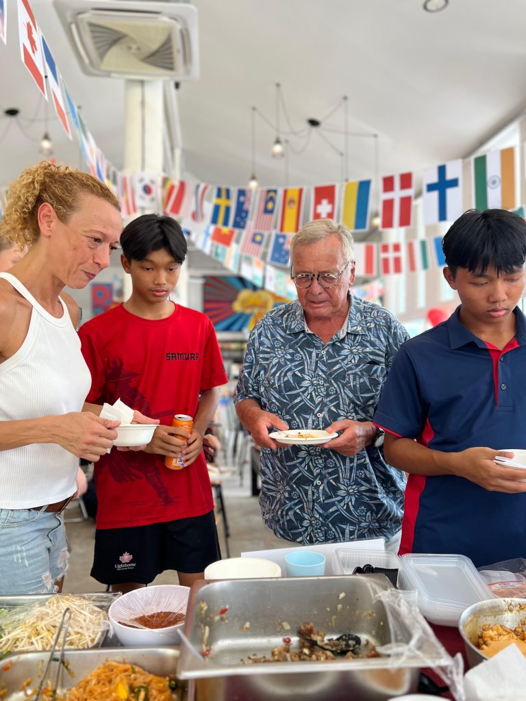 People queueing for foods