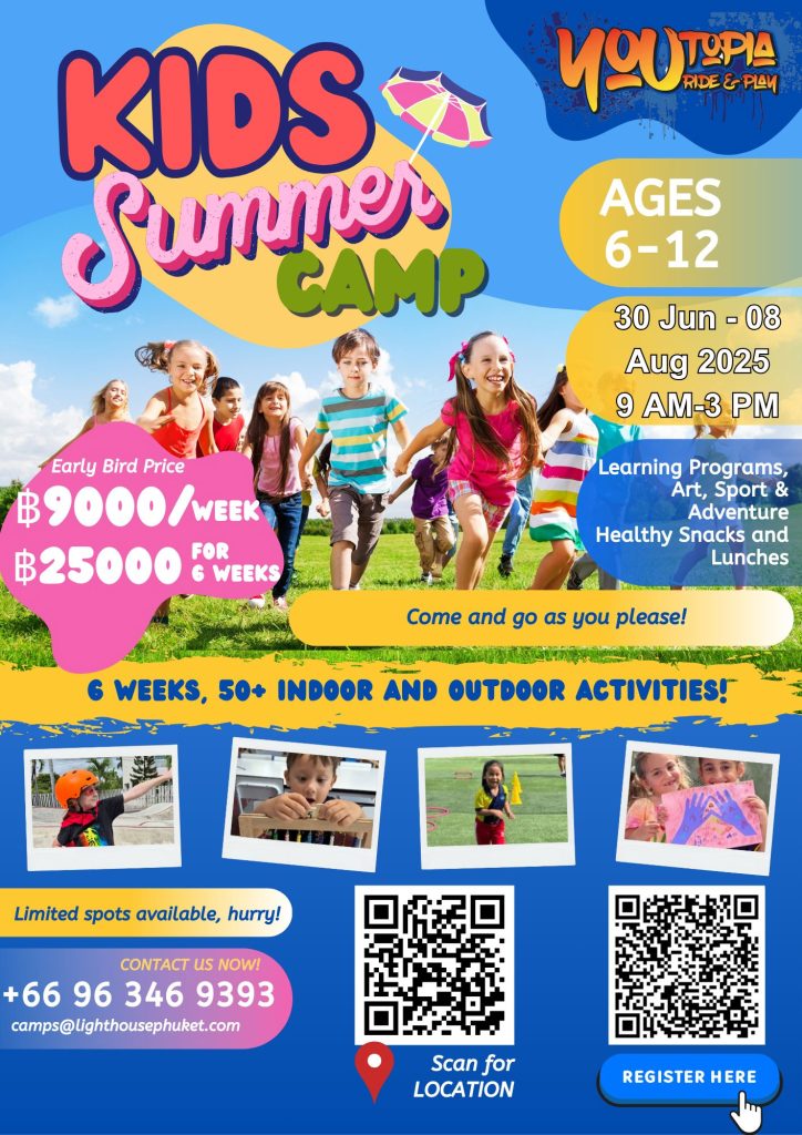 summer camp students 6-12 poster rawai