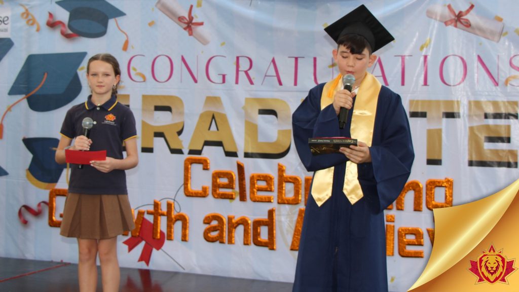 Graduating student giving a speech