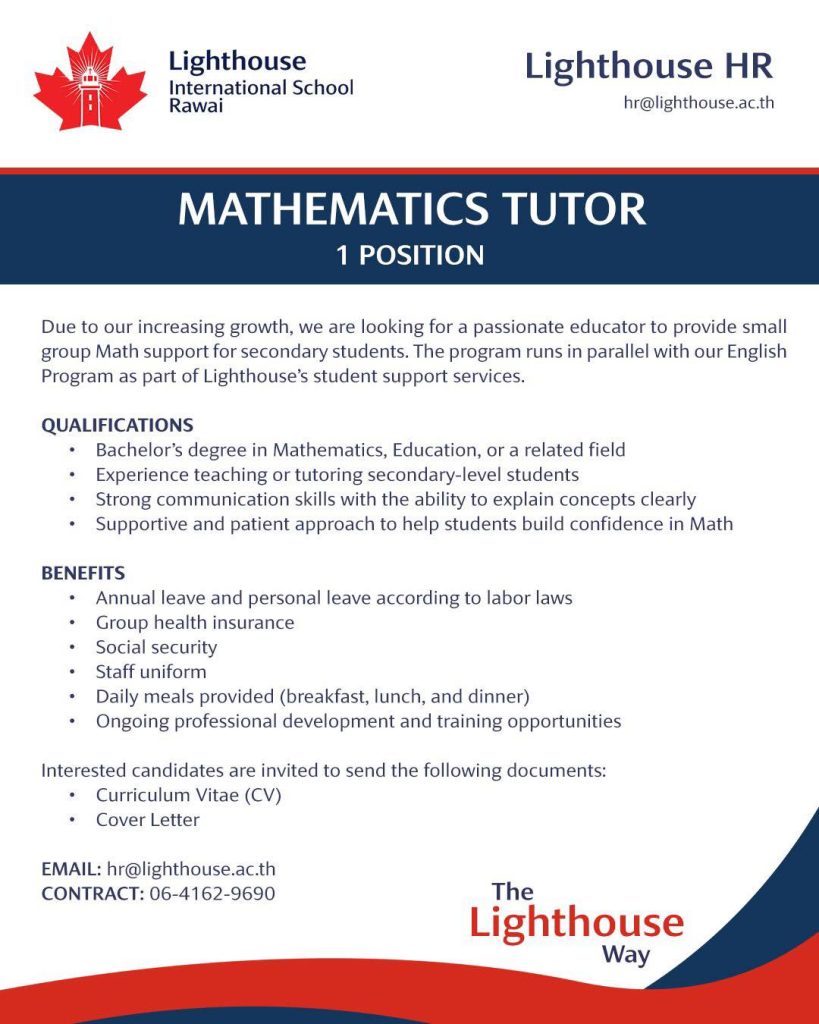 Mathematics Tutor opening